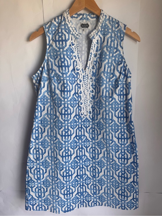 Mud Pie Dresses & Skirts - Preppy Blue Mud Pie Geometric Sleeveless Shift Dress